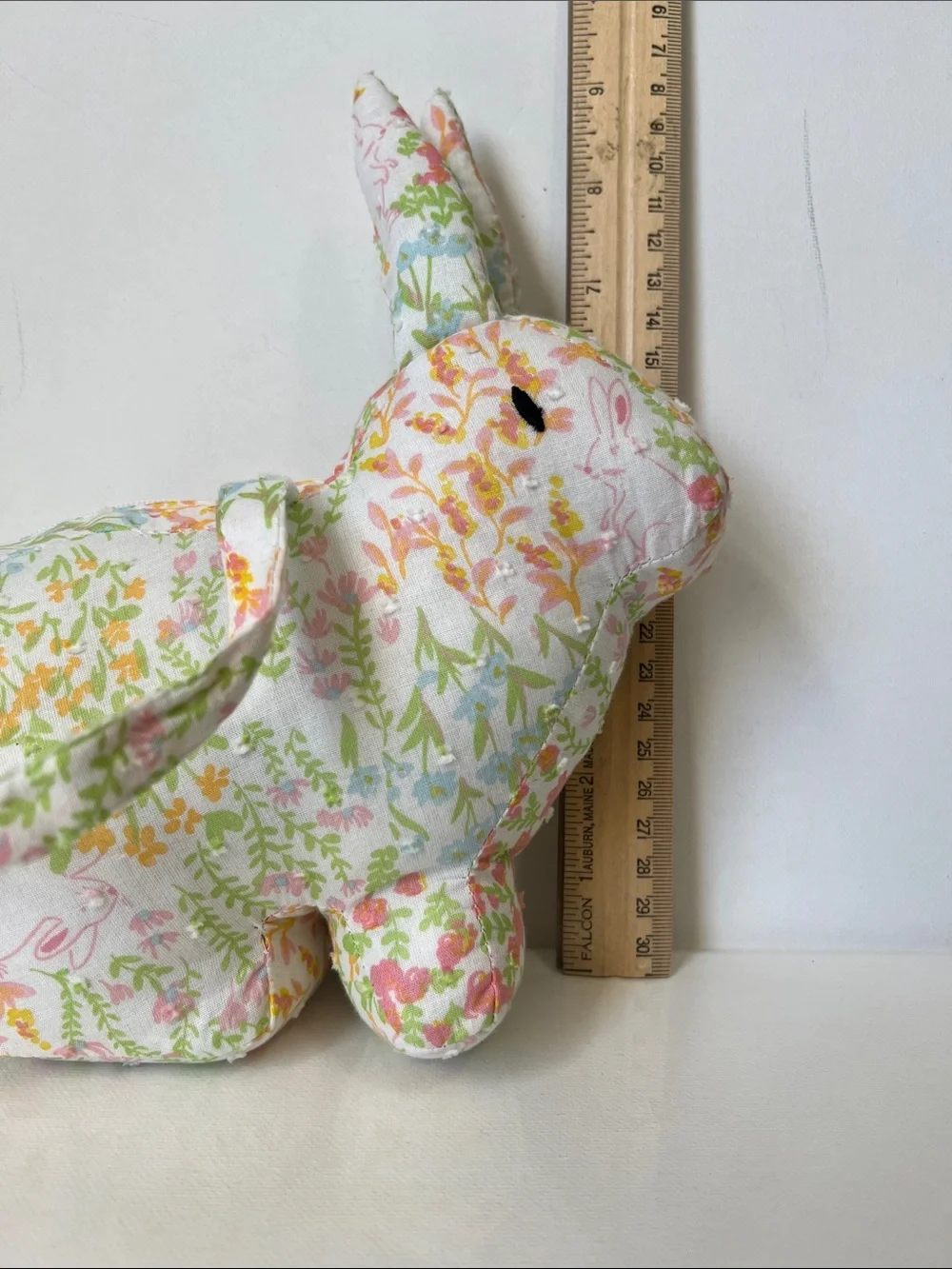 Floral Fabric Bunny Plush Purse with Matching Fabric Hair Bow Barrette